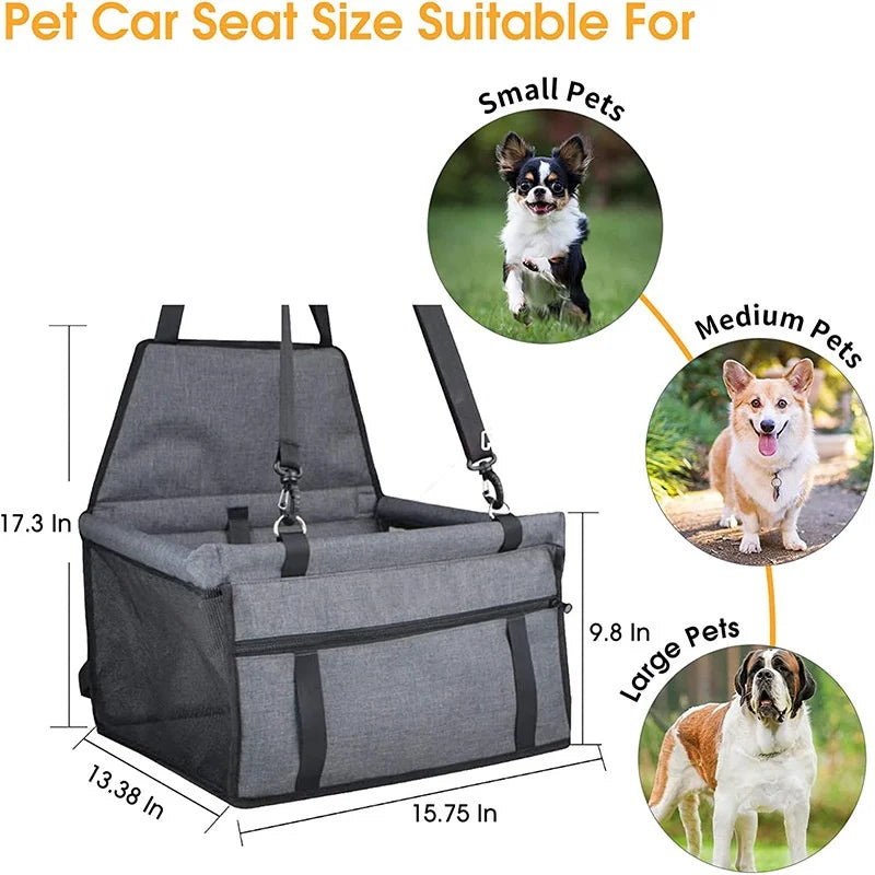 Foldable Pet Car Seat Basket and Travel Bag for Dogs and Cats, Stable Structure, Polyester, 9 Color Options