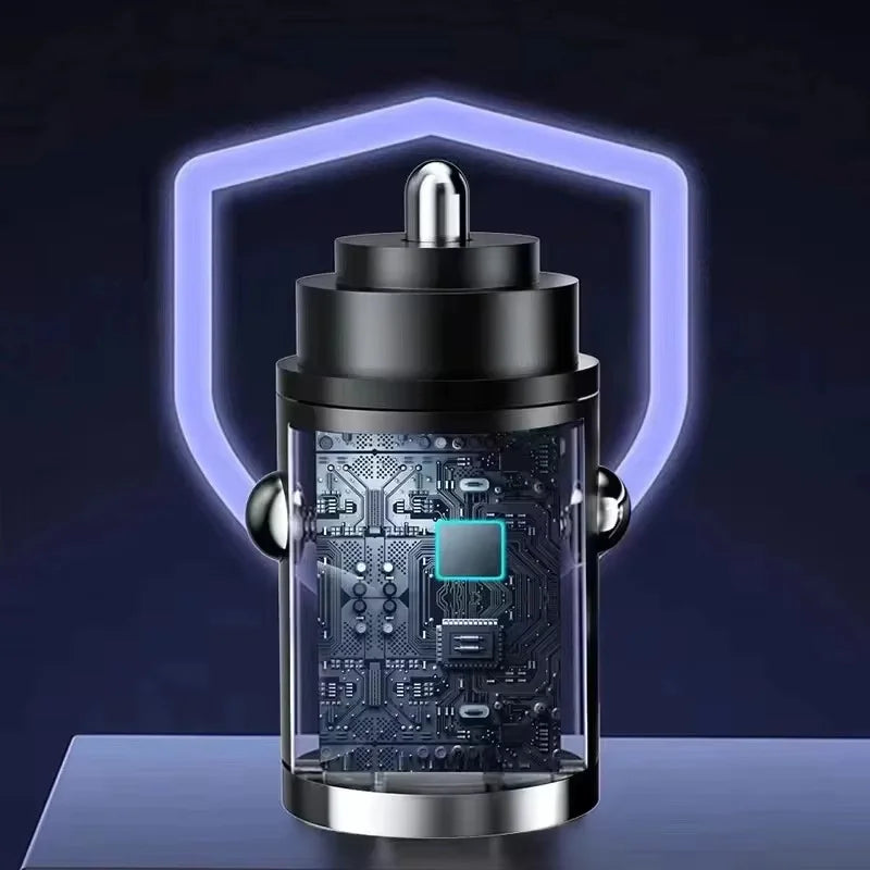 Mini Flush Fit Car Charger with Pull Ring, USB-C PD and QC Fast Charging, Rated 100W, for iPhone and Android Phones