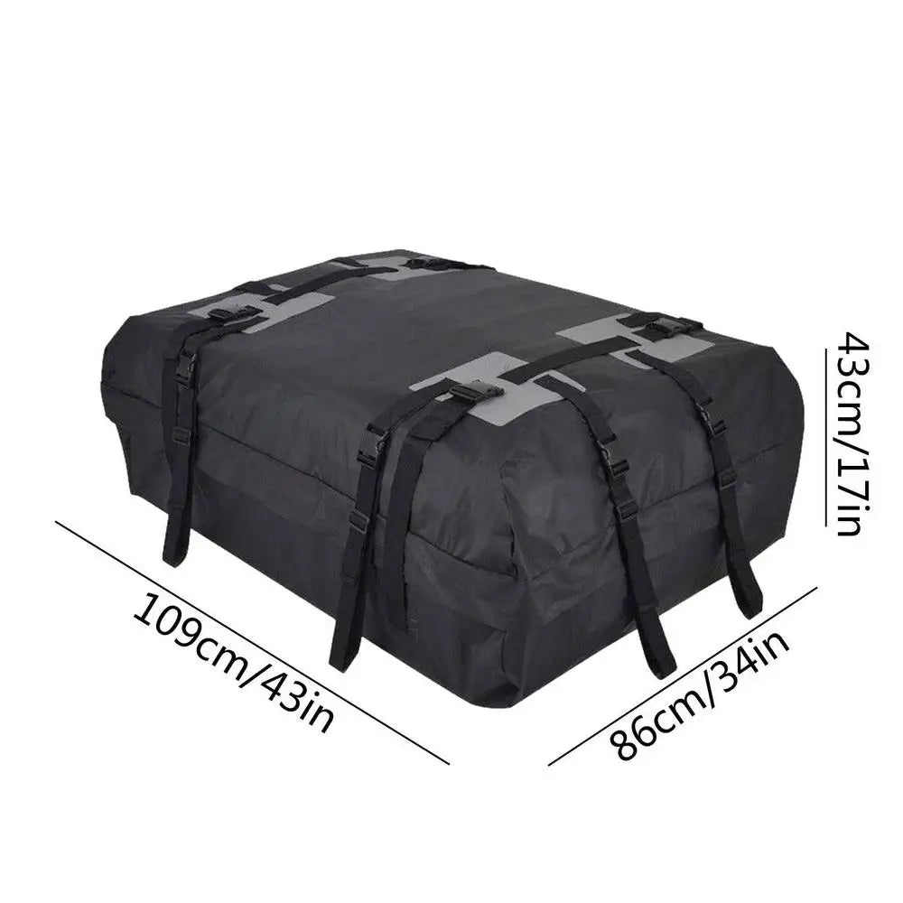 Rooftop Cargo Carrier Bag, 15 cu ft Waterproof 600D Oxford Roof Bag with 10 Straps, Foldable, Optional Anti Slip Mat