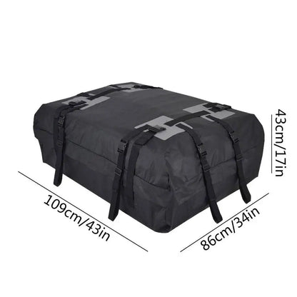 Rooftop Cargo Carrier Bag, 15 cu ft Waterproof 600D Oxford Roof Bag with 10 Straps, Foldable, Optional Anti Slip Mat