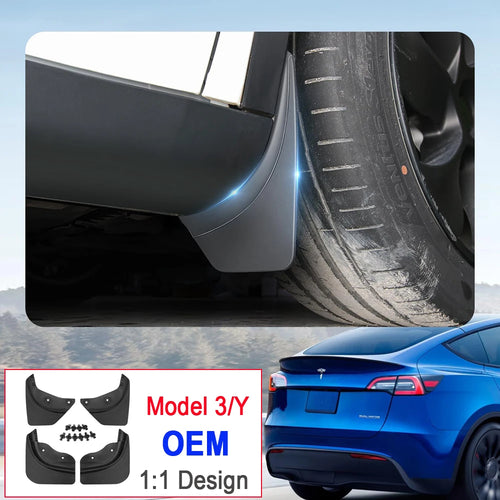 Mud Flaps for Tesla Model Y and Model 3, 6 Versions Including Model Y Juniper 2025+, Model 3 Highland 2024+ and Model Y L