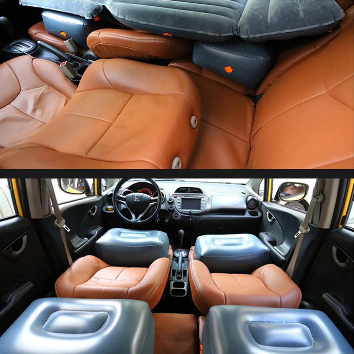 Inflatable cushions in both rear footwells