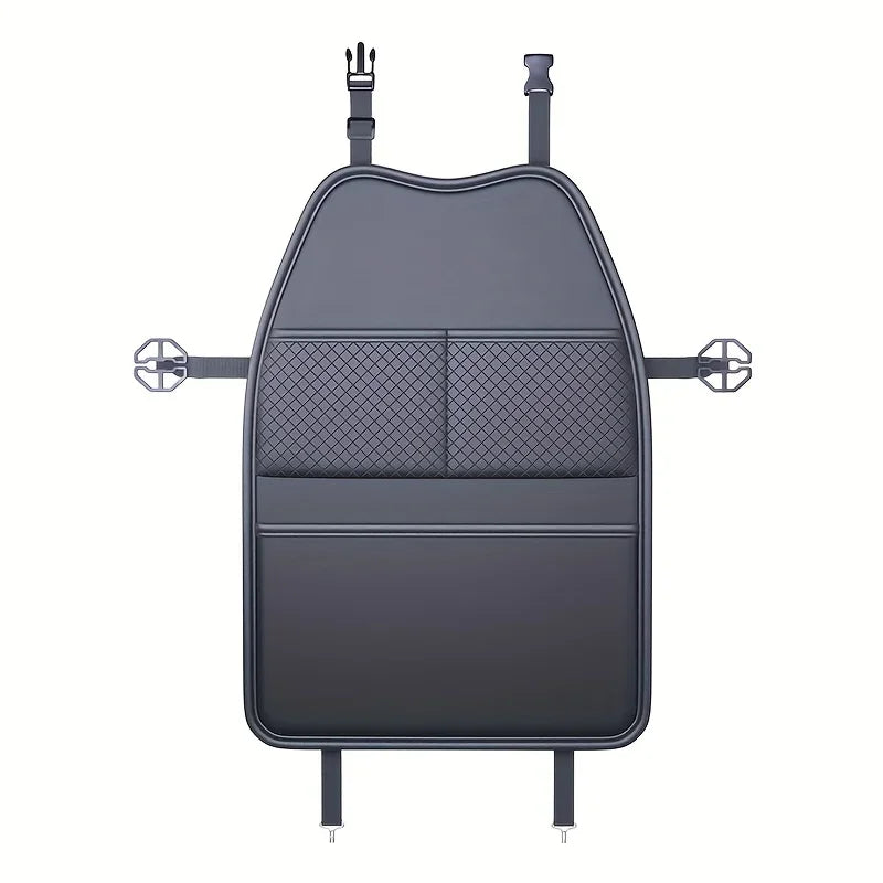 Car Seat Back Kick Mat with Storage Pockets and Tablet Holder, PU Leather Seat Back Protector and Organizer, 2 or 3 Pockets