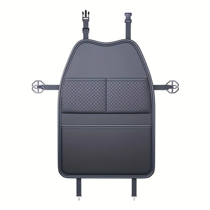 Car Seat Back Kick Mat with Storage Pockets and Tablet Holder, PU Leather Seat Back Protector and Organizer, 2 or 3 Pockets