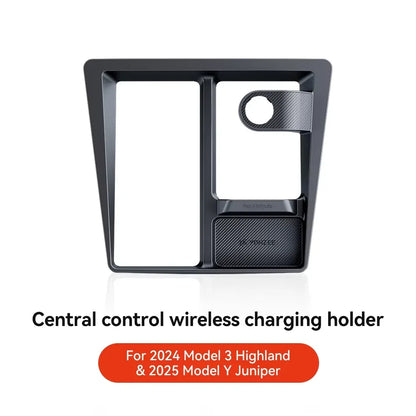 Wireless Charging Pad Frame for Tesla Model 3 Highland and Model Y Juniper, ABS Non-Slip Holder for Phones, Headphones and Watches