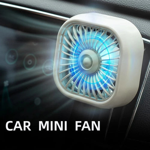 Mini Air Vent Car Fan with Colorful LED Lights, 3 Speed USB Cooling Fan with Soft Rubber Vent Clip, Black or White