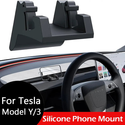 Silicone Air Vent Phone Mount for Tesla Model 3 and Model Y, Hook and Sunglass Holder, Fits Phones up to 0.5 in Thick, 2 Versions