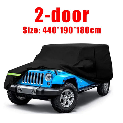 Car Cover for Jeep Wrangler 2018-2019 (JL) and JK, TJ, YJ, CJ, 2-Door or 4-Door, Water-Resistant 190T Polyester with Driver Door Zipper