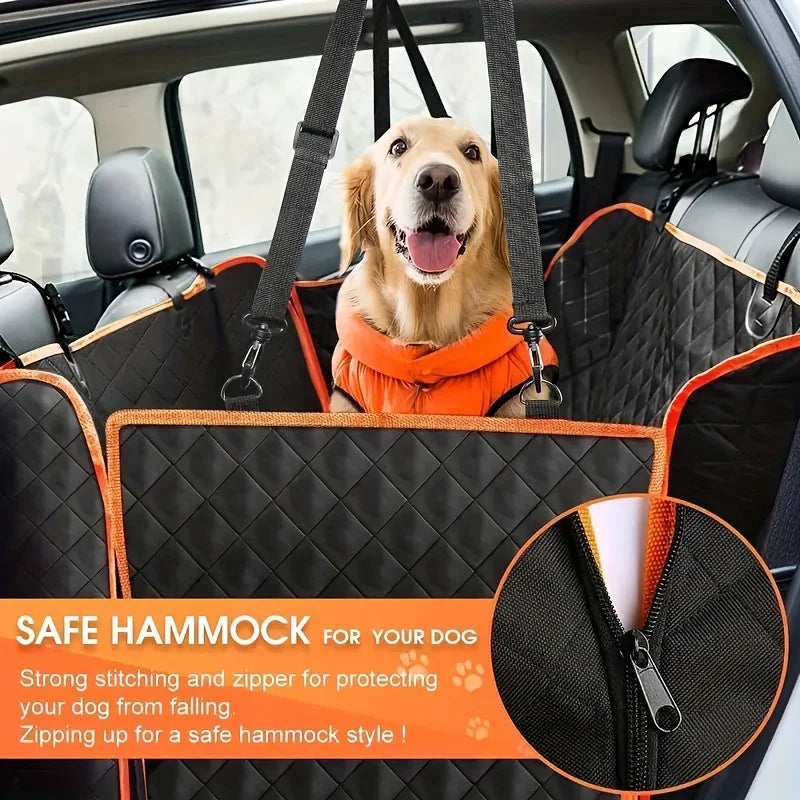 Waterproof Dog Hammock Back Seat Cover with Side Flaps, Scratch Resistant Quilted Pet Seat Protector for Cars and SUVs