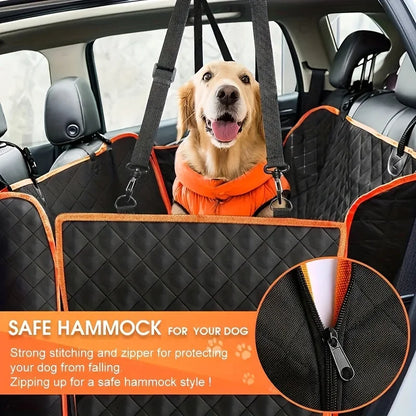 Waterproof Dog Hammock Back Seat Cover with Side Flaps, Scratch Resistant Quilted Pet Seat Protector for Cars and SUVs