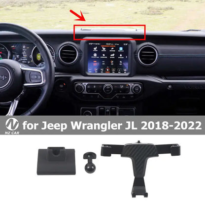 Air Vent Phone Mount for Jeep Wrangler 2018-2022 (JL), Black ABS Holder Set with Carbon Fiber Pattern