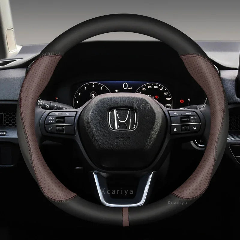 Steering Wheel Cover for Honda Civic 2022-2024, Slip-On PU Leather for Round 14.6-15 in (37-38 cm) Wheels, 5 Colors