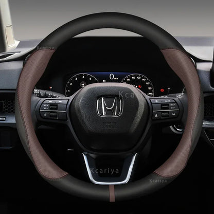 Steering Wheel Cover for Honda Civic 2022-2024, Slip-On PU Leather for Round 14.6-15 in (37-38 cm) Wheels, 5 Colors