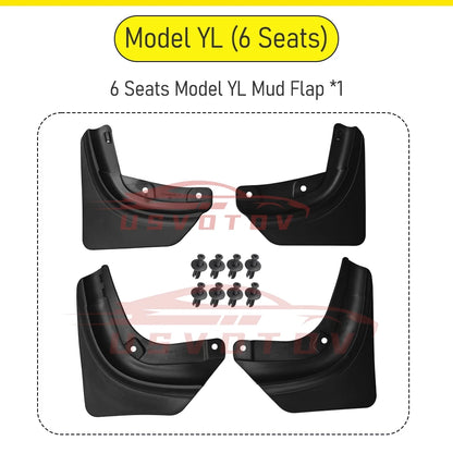 Soft TPE Mud Flaps for Tesla Model Y Juniper 2025+, Model 3 Highland 2024+ and Model Y L 6-Seat, No-Drill Splash Guards