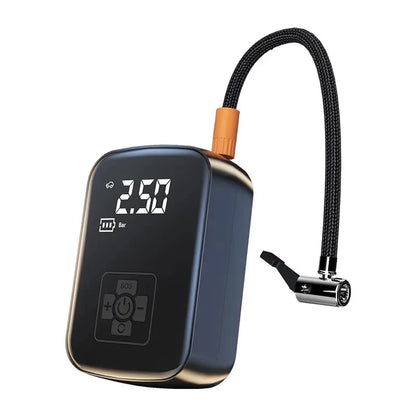 Portable tire inflator with digital display and braided air hose