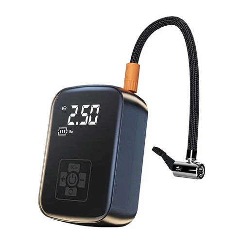 Portable tire inflator with digital display and braided air hose