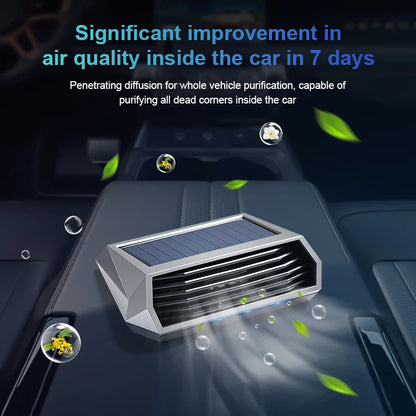 Solar Car Deodorizer with Vibration Sensor and Automatic Operation, Runs on Solar or USB Power, Dark Gray