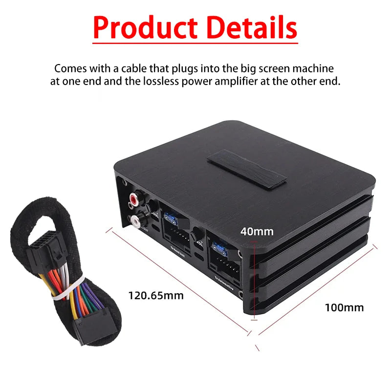 4-channel car amplifier with dimension markings
