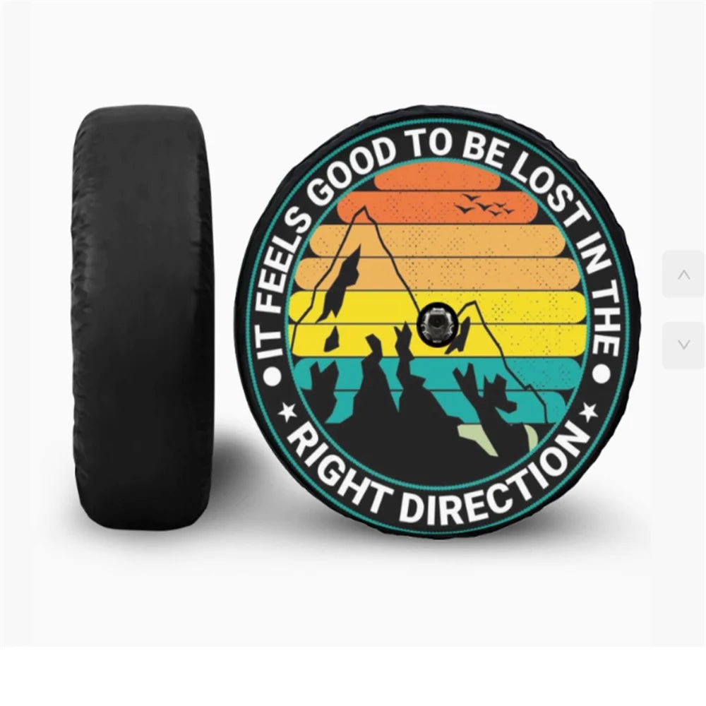 Spare Tire Cover for Jeep Wrangler with Backup Camera Hole, Sunset 4x4 Off-Road PU Leather, 15 to 18 in, Plain Black or 16 Prints