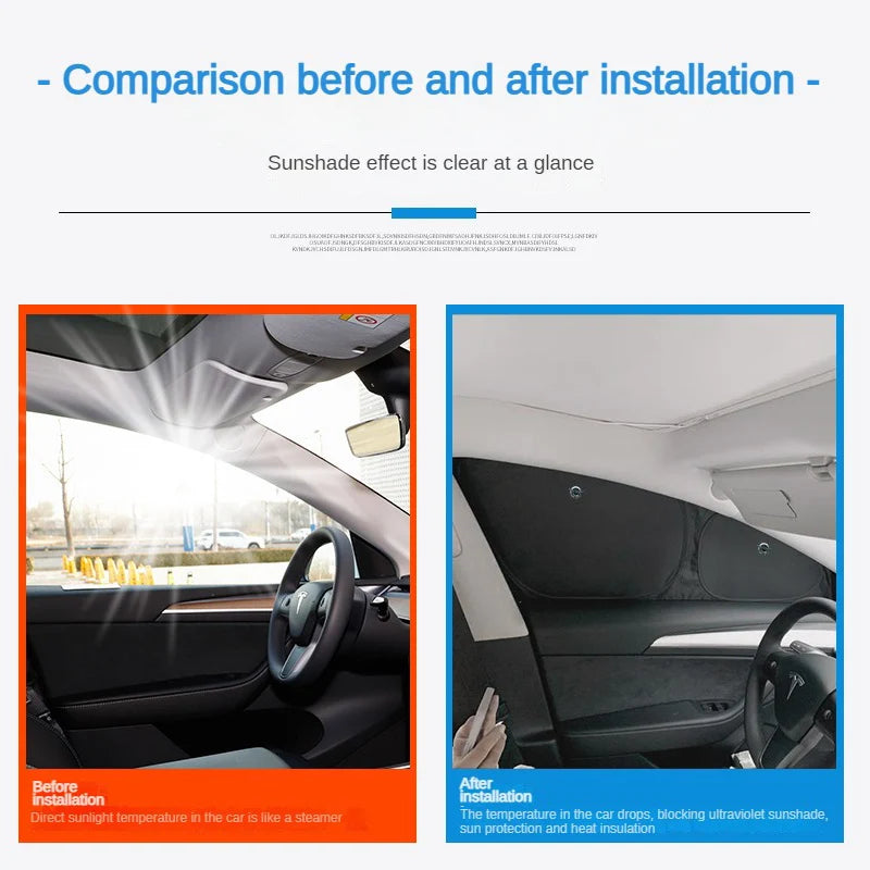 Sun Shades for Tesla Model 3 and Model Y 2021-2026 (Highland, Juniper), Side Window Shades with Suction Cups, Windshield and Full Sets