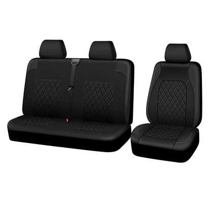 Front Seat Covers for Vans and Trucks, 1+2 Set for Driver Seat and Double Passenger Bench, Quilted Faux Leather, 4 Colors