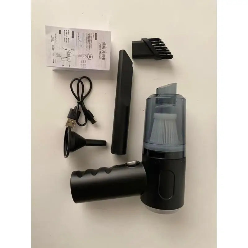 Cordless Handheld Car Vacuum, 2 in 1 Suction and Blower, Rechargeable, with Crevice and Brush Nozzles and Washable Filter