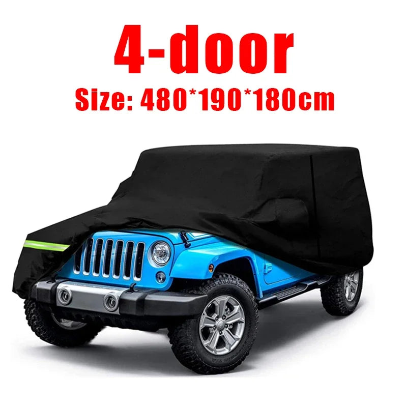 Car Cover for Jeep Wrangler 2018-2019 (JL) and JK, TJ, YJ, CJ, 2-Door or 4-Door, Water-Resistant 190T Polyester with Driver Door Zipper