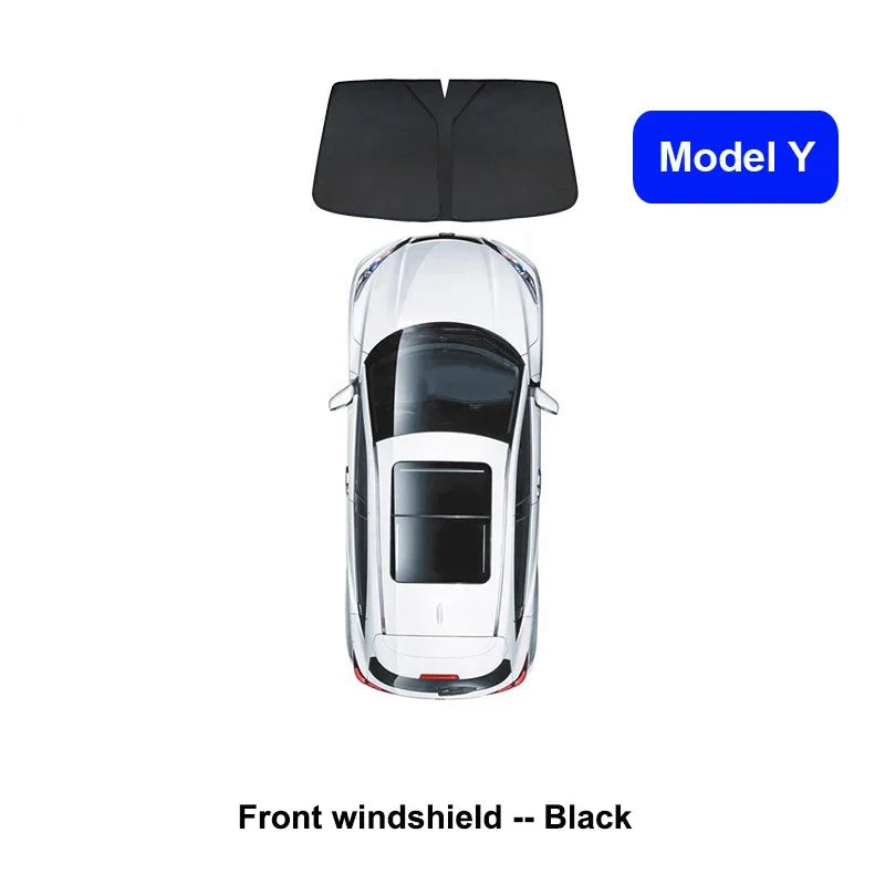 Privacy Sun Shades for Tesla Model Y 2021-2024 and Juniper 2025, Windshield, Rear and Side Window Shades, Single Pieces to 8-Piece Set