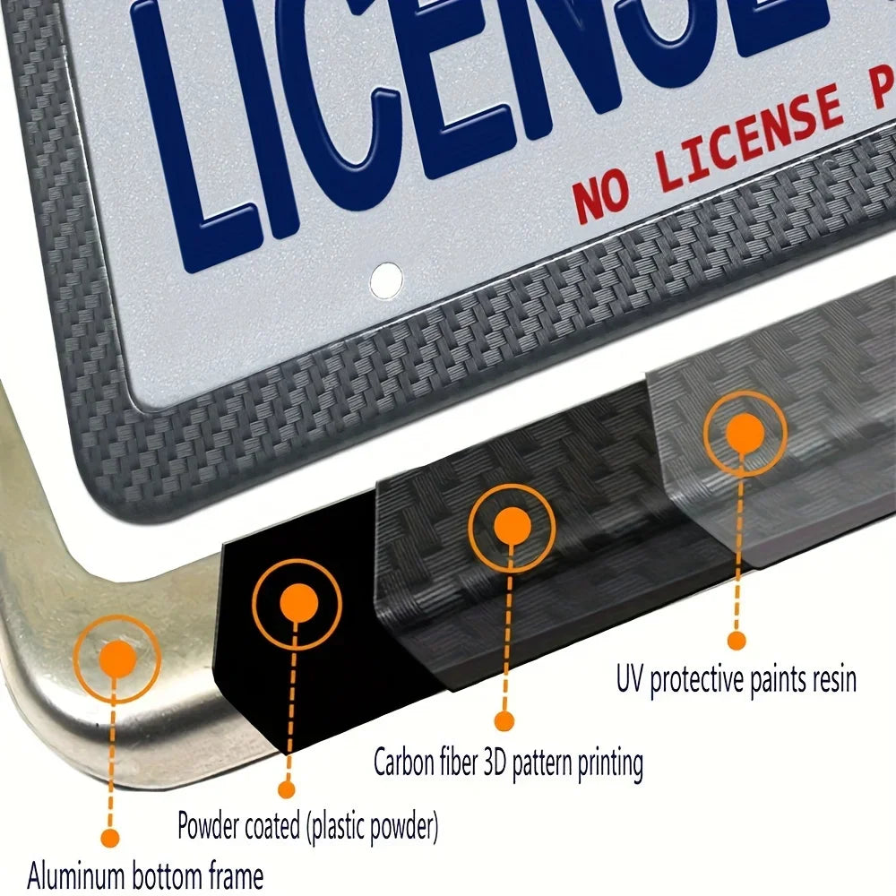 Frame layers: aluminum base, carbon fiber pattern print and UV coating