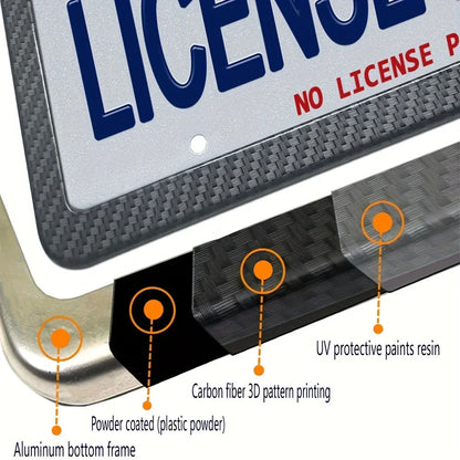 Frame layers: aluminum base, carbon fiber pattern print and UV coating