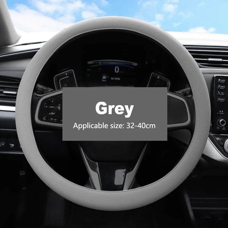 Gray silicone steering wheel cover