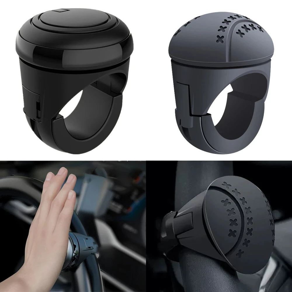 Ball-Shaped Steering Wheel Spinner Knob with Metal Bearings, 360 Degree Rotation, Non-Slip Silicone Grip, for Cars with Power Steering, 2 Styles