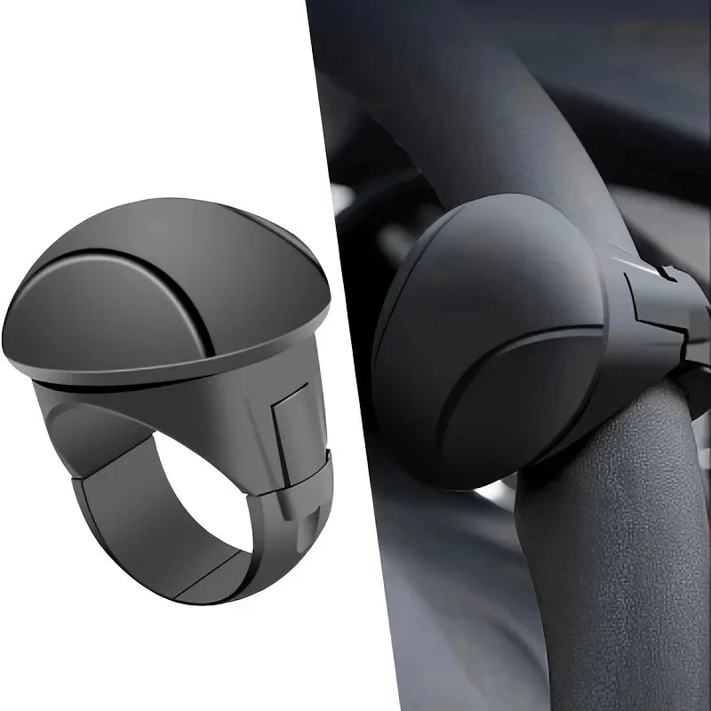 Black Silicone Steering Wheel Spinner Knob, 360 Degree Rotation with Built-In Metal Bearing, Non-Slip Grip for One-Hand Turning
