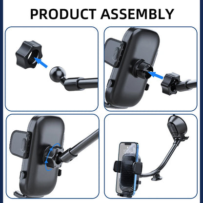 Phone mount assembly: attach the cradle to the arm and base