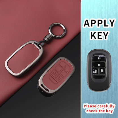 Key Fob Cover for Honda Smart Keys, Red Leather Case for Civic, Stepwagon, Vezel and Odyssey, 2 or 3-Piece Set