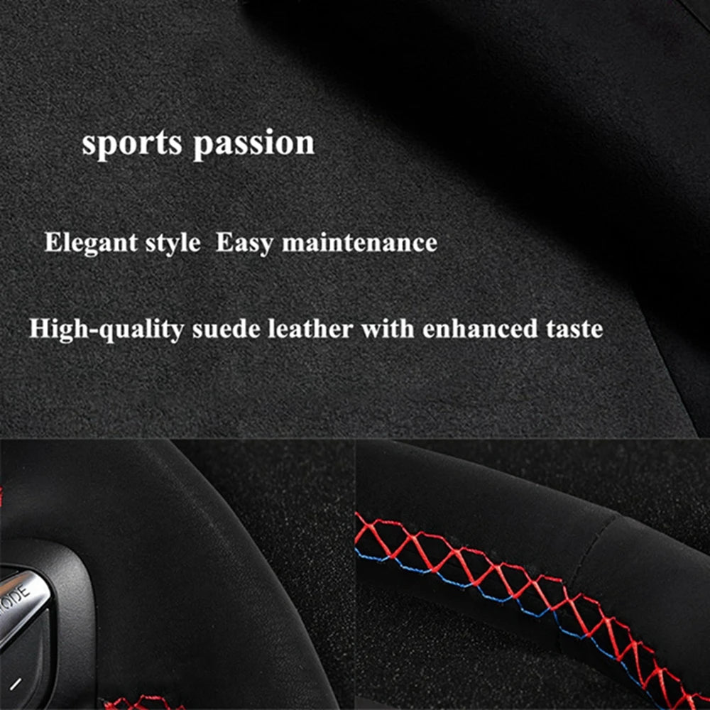Steering Wheel Cover for Honda CR-V 2023 and Civic 2022-2023, Hand-Sewn Suede Leather, Breathable Grip, 9 Stitching Colors