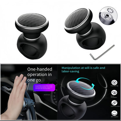 Steering Wheel Spinner Knob with Diamond Texture Grip, 360 Degree Rotation for Easier Parking, Wrench Included, Universal Fit