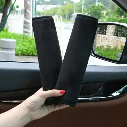Seat Belt Cover for Adults, Soft Shoulder Pad in Black Short Plush or All-Season Style, Hidden Hook-and-Loop Closure, Universal Fit