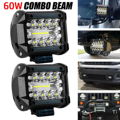12V 60W LED Work Light, Spot and Flood Combo Beam, Die-Cast Housing with Adjustable Bracket, for Trucks, SUVs, ATVs and UTVs