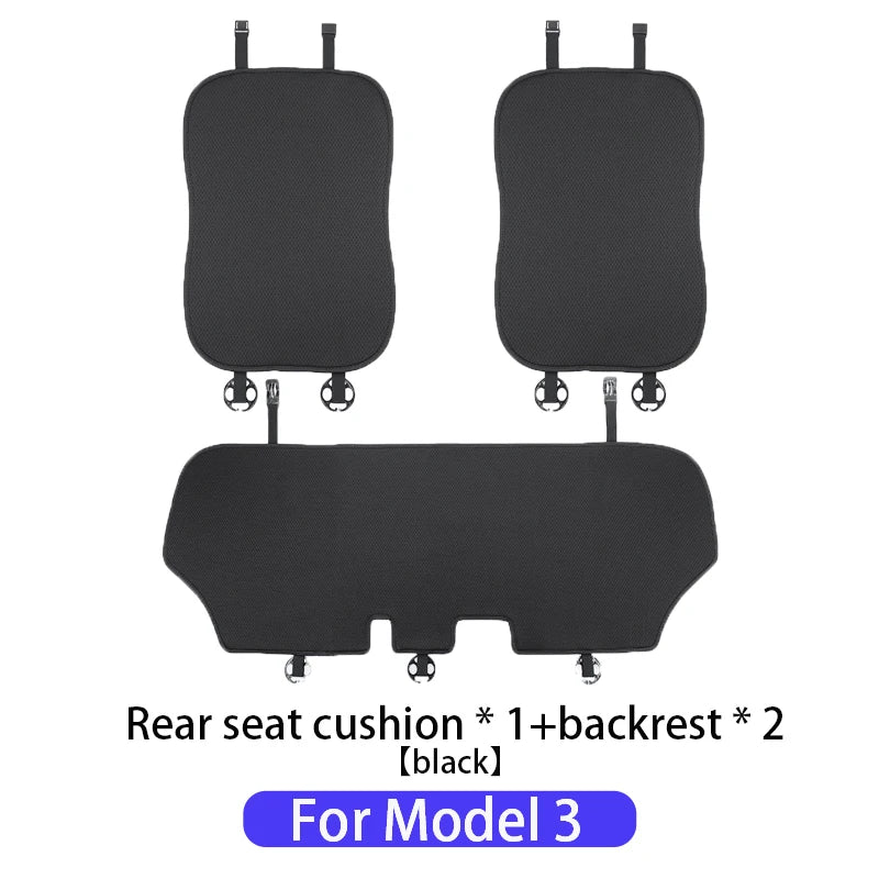Ice Silk Seat Cushions for Tesla Model 3 and Model Y, Breathable Knit Front or Rear Seat Pads, Black or White