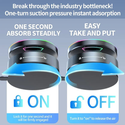 Magnetic Wireless Car Charger with Vacuum Suction Base, 15W Phone Mount with 360 Degree Rotation and RGB Light, 7 Models