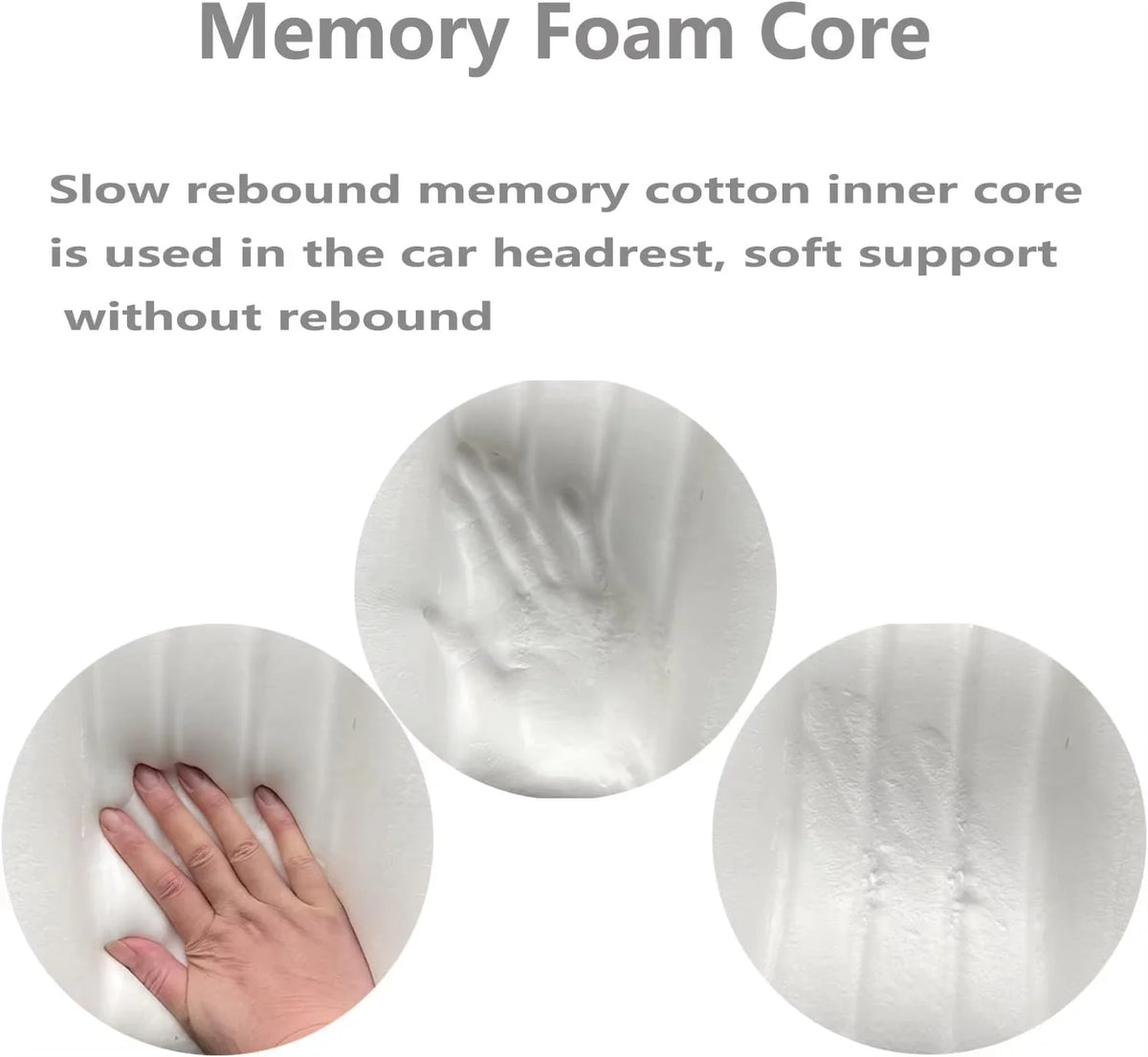 Memory Foam Car Neck Pillow with Washable Pillow Case, Neck Support for Driving and Travel, Black or Gray
