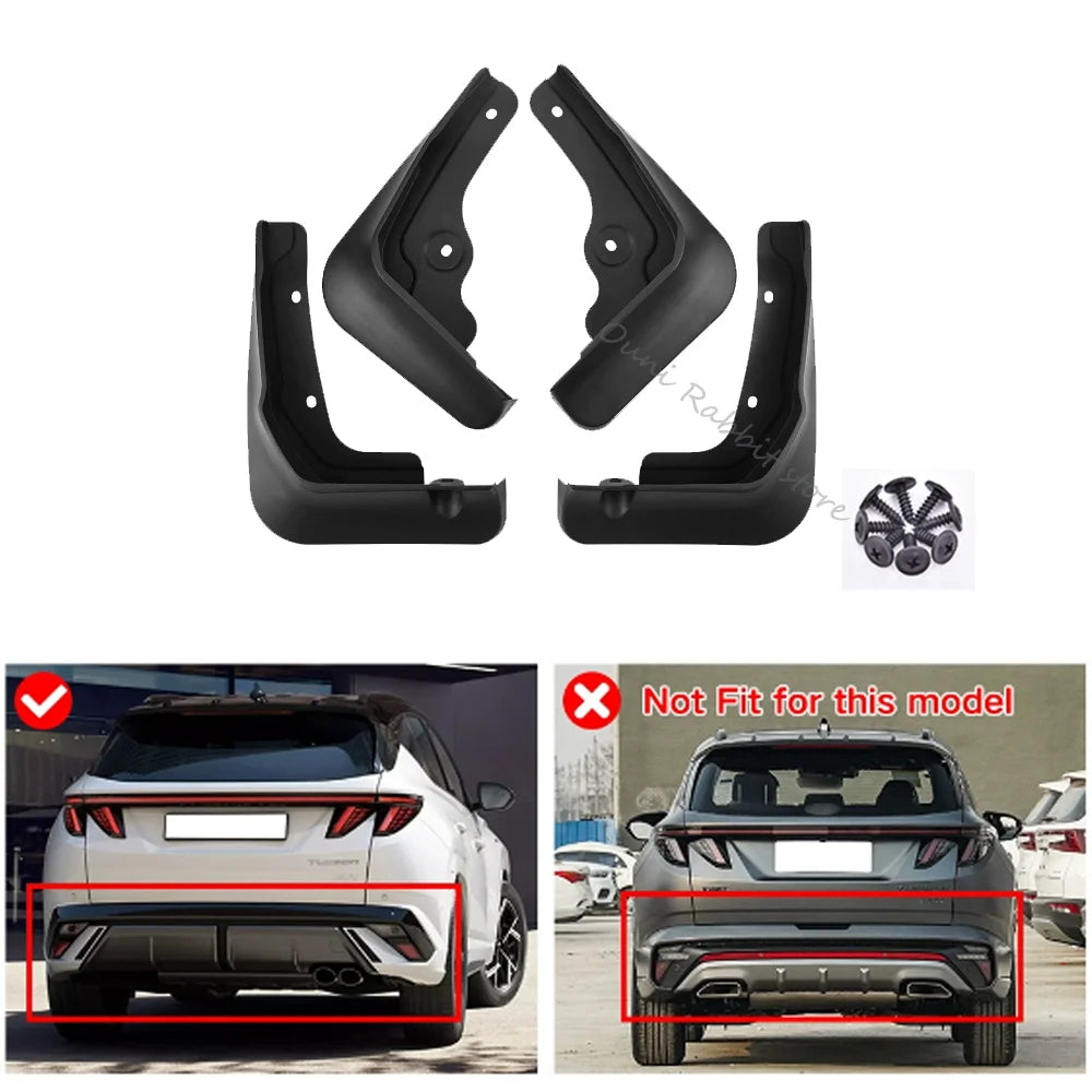 Mud Flaps for Hyundai Tucson 2022-2026 (NX4), TPE Splash Guards in 3 Versions: 2022-2024, 2025-2026 or N Line