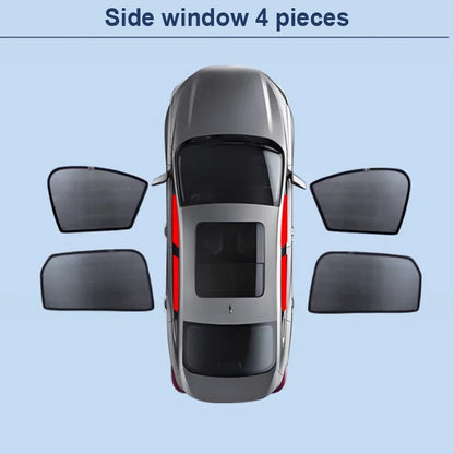 Magnetic Mesh Window Shades for Hyundai Tucson 2022-2026 (NX4), Black Side and Rear Shades, Pairs to 7-Piece Set