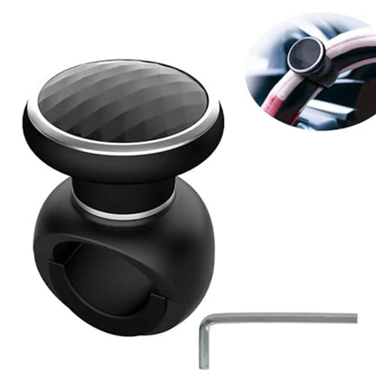 Steering Wheel Spinner Knob with Diamond Texture Grip, 360 Degree Rotation for Easier Parking, Wrench Included, Universal Fit