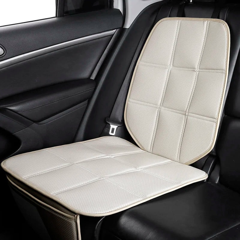 Child Car Seat Protector Mat, Faux Leather Back Seat Pad with ISOFIX Interface, Universal Fit, Black or Beige