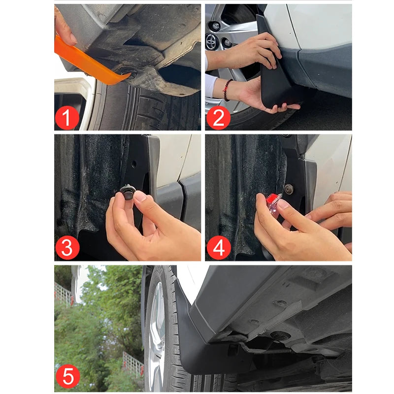 Mud Flaps for Toyota RAV4 2019-2025 (XA50) Including Hybrid, Set of 4 Black ABS Splash Guards