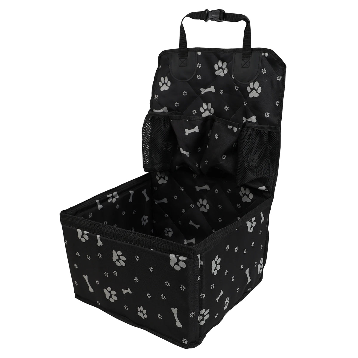 Foldable Dog Car Seat with Storage Pocket, Polyester Pet Travel Seat for Small and Medium Dogs, Black or Pink