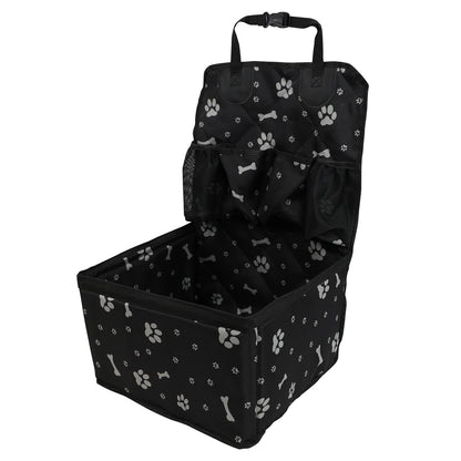Foldable Dog Car Seat with Storage Pocket, Polyester Pet Travel Seat for Small and Medium Dogs, Black or Pink