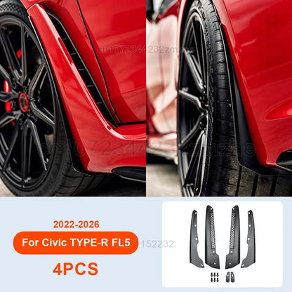 Mud Flaps for Honda Civic Type R 2022-2026 (FL5), Set of 4 TPE Splash Guards with Brackets, Clips and Wrench